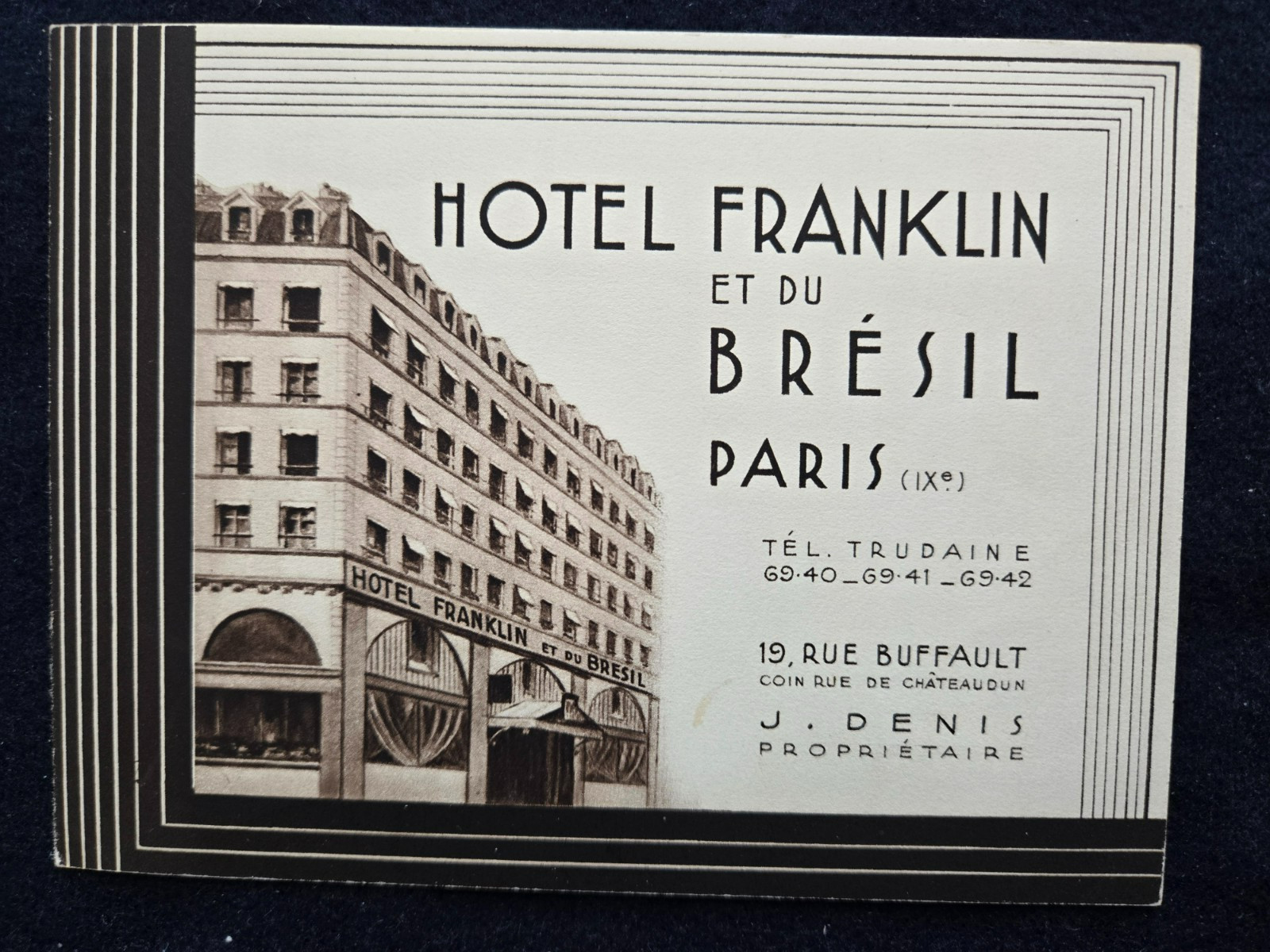 Art Deco 1930s Hotel Franklin Interior Photos Map Paris, France