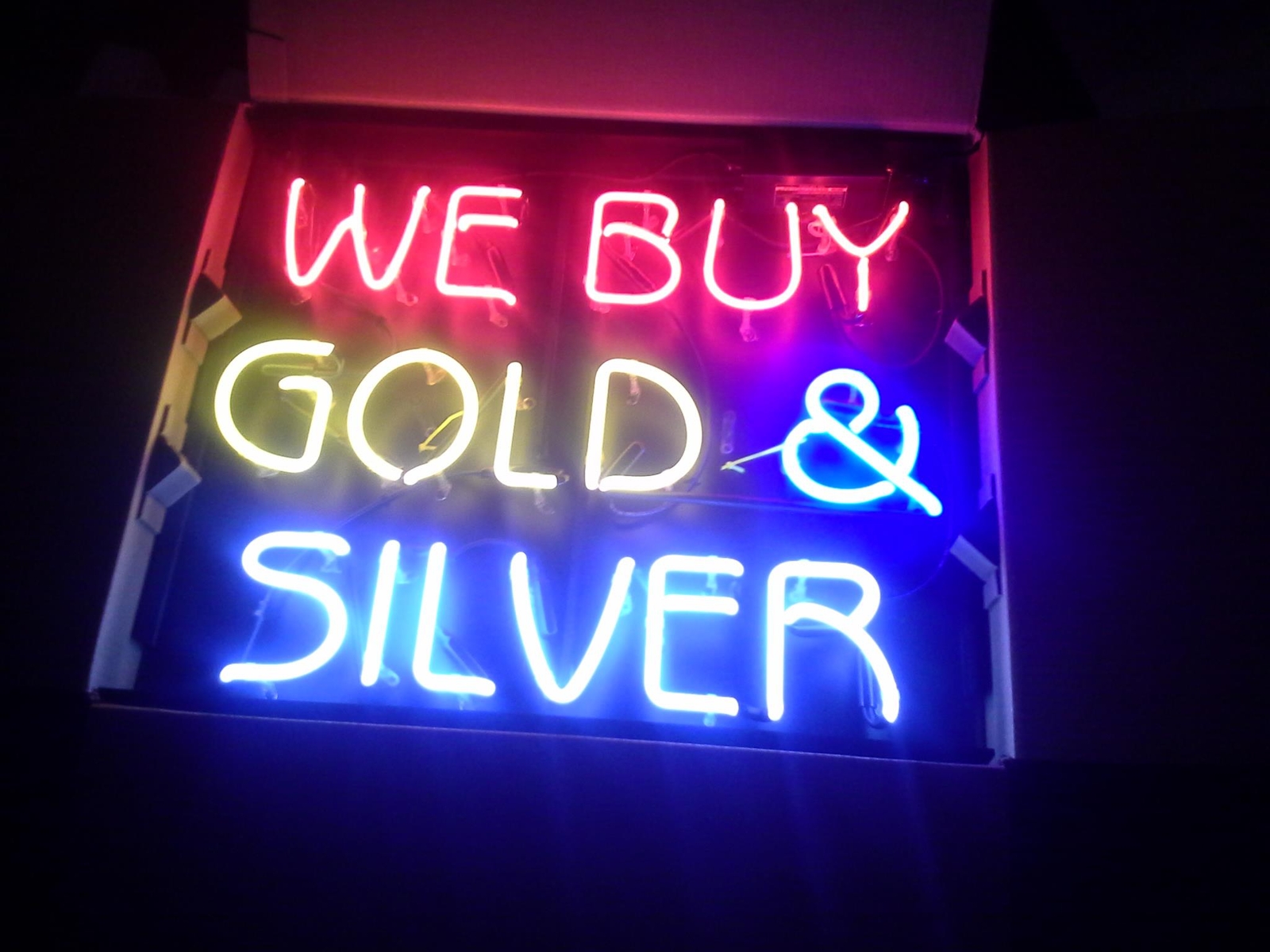 New We Buy Gold & Silver Neon Light Sign Lamp Bar Artwork Wall Decor  20\