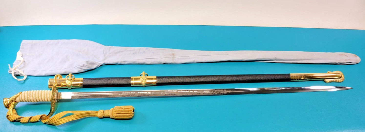 Vintage US Navy 1852 Dress Sword Saber + Sheath German Hilborn Hamburger  TR1387