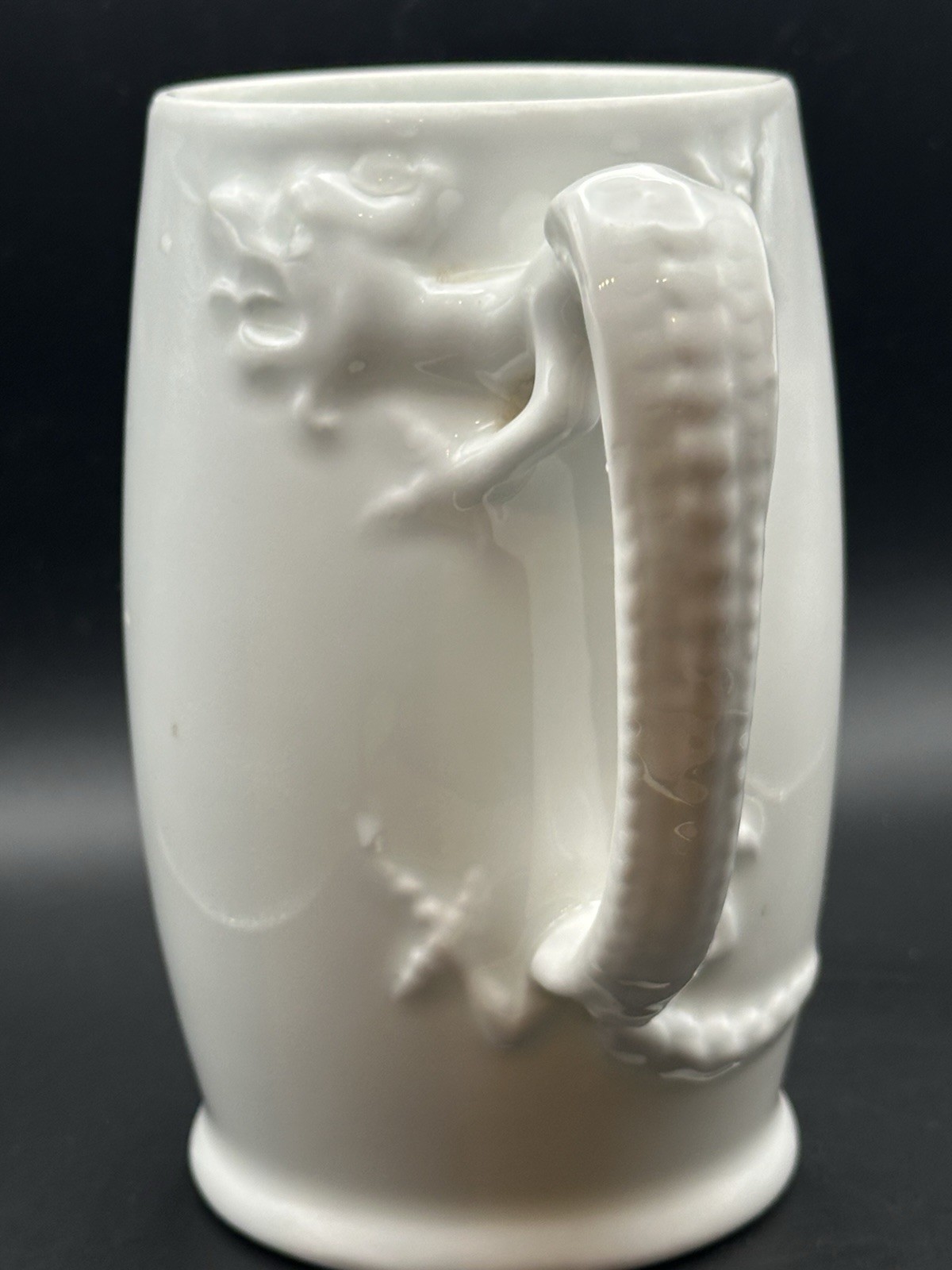 Antique J & C Dragon Handle Mug German RARE All White