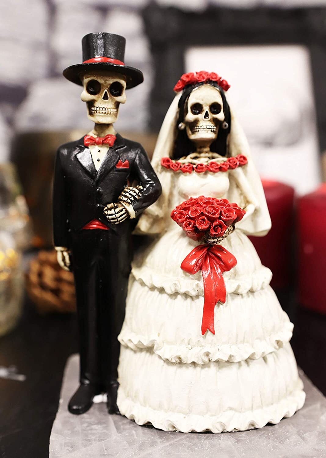 Ebros Love Never Dies Wedding Bride And Groom Skeleton Couple Figurine 5.5