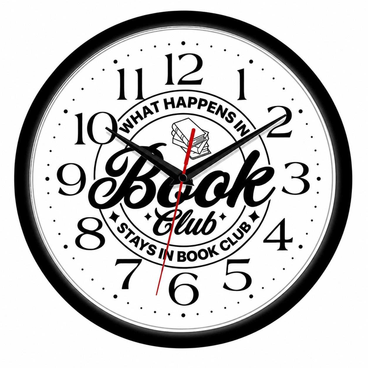 What Happens In Book Club 10 Inch Wall Clock Reader Library Book Lover  | Quartz