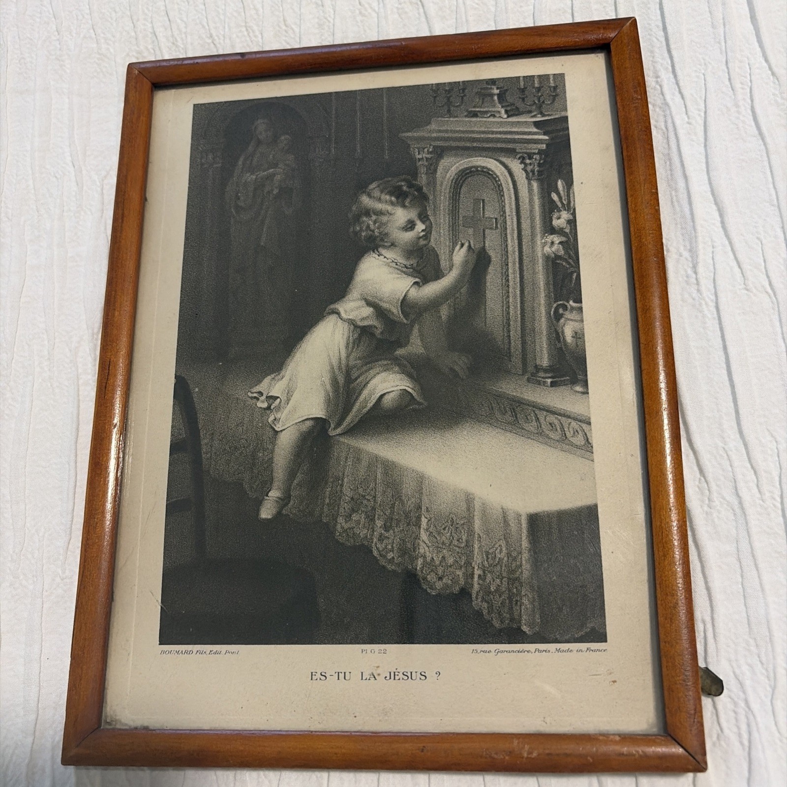 Antique Pl G 22 Es-Tu La Jesus French Gravure Print Framed Paris Boumard Fils
