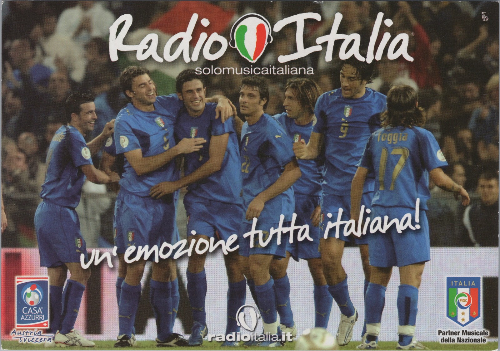 Radio Italia Italy Azzurri Soccer Team Promo Postcard UEFA Euro 2008 FIGC