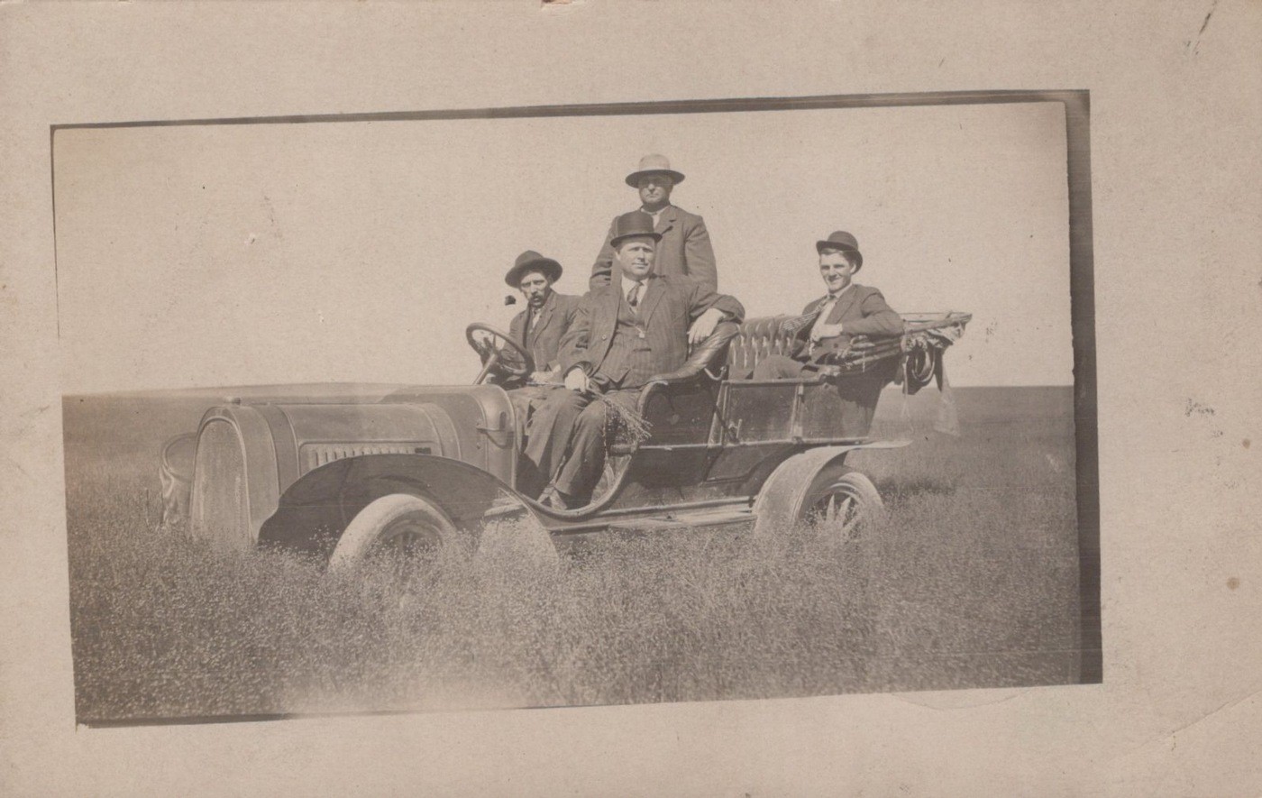 Beach ND Franklin Touring Car Flax Field Homestead 1909 - RPPC Photo Postcard