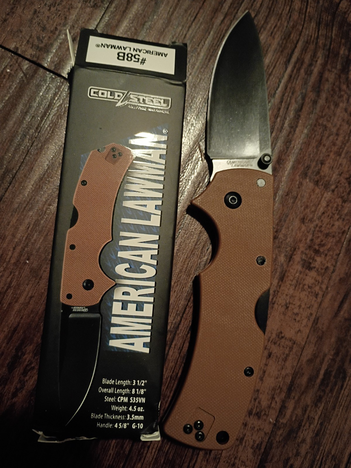 American Lawman Cold Steel Drop Point  Desert Tan G-10 CPM S35VN Blade