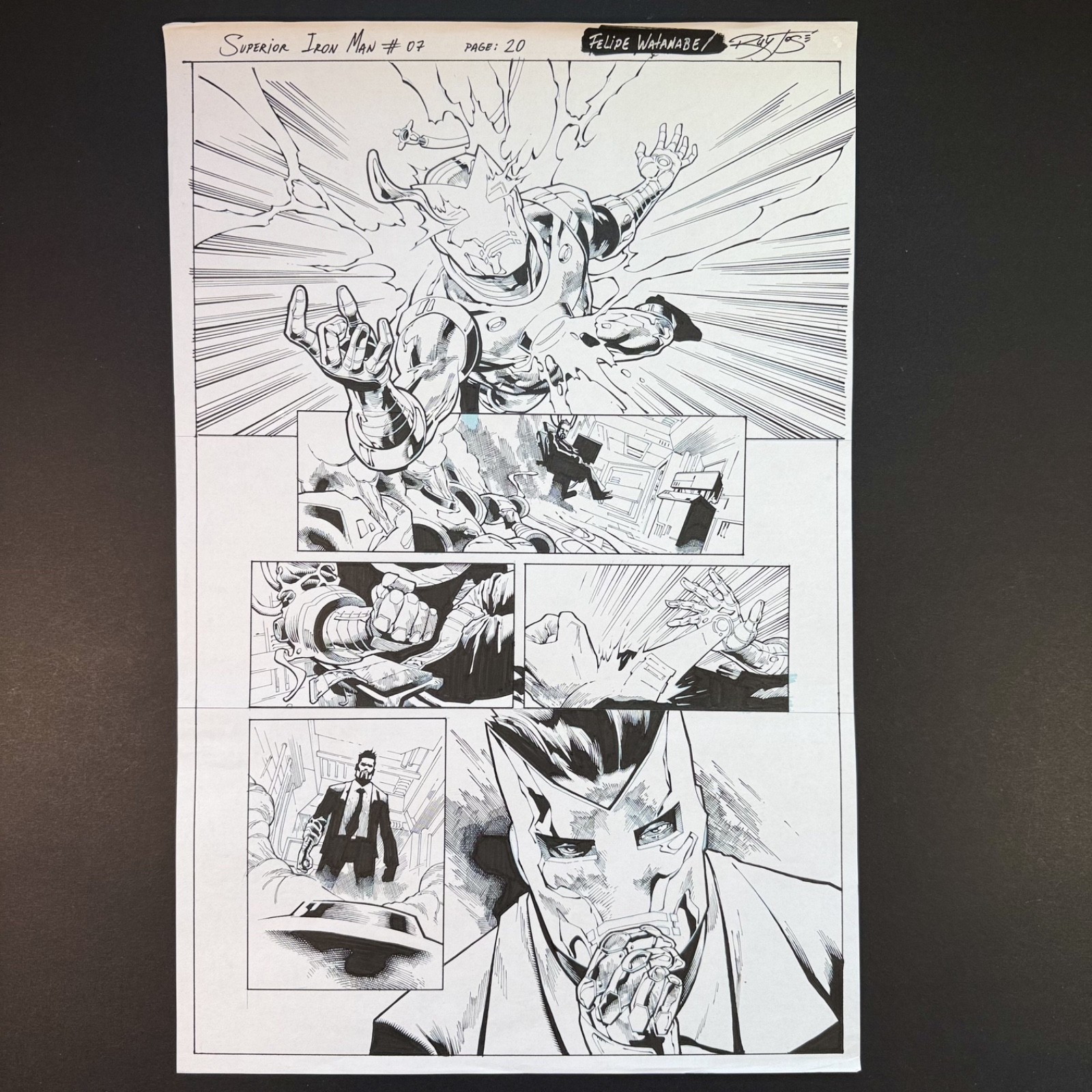 Superior Iron Man #7 Original Comic Art Inks Final Page Marvel 2015 Tony Stark