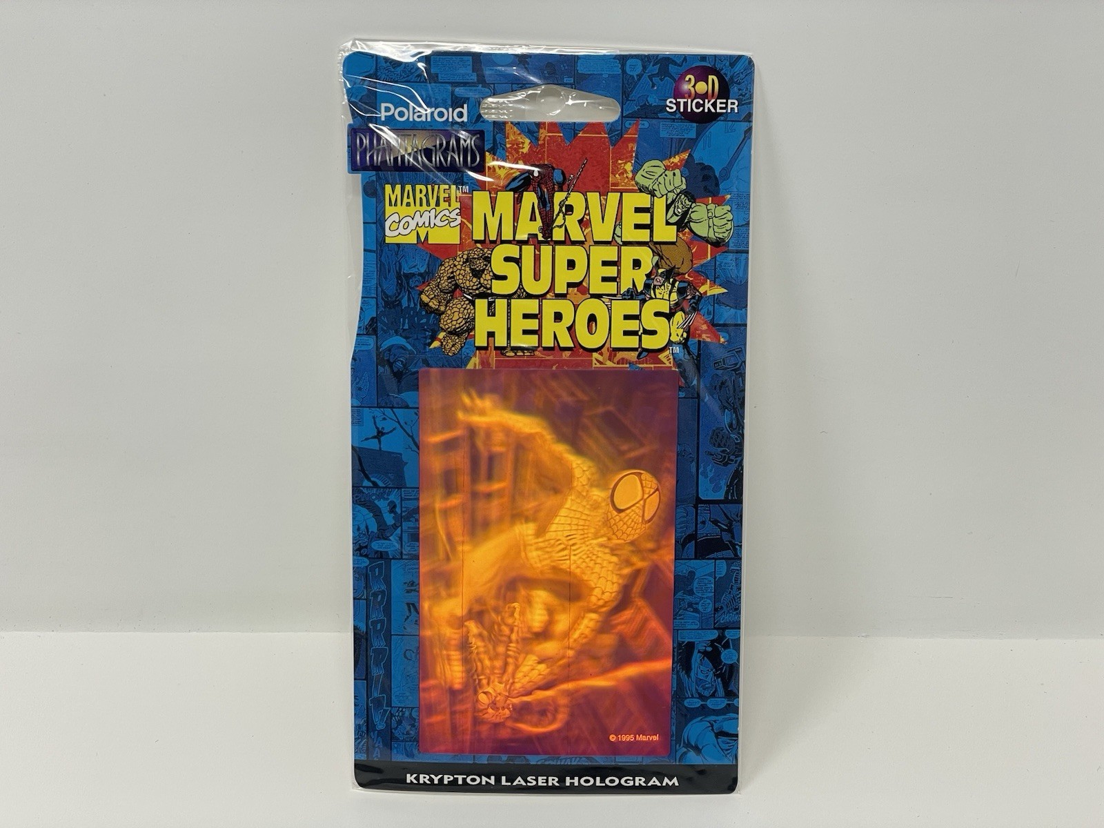 Vintage Marvel Spiderman Polaroid Phantagrams 3-D Hologram Sticker 1996 sealed