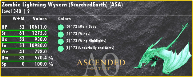 Zombie Lightning Wyvern-Dino-Ark Survival Ascended-ASA-PC Xbox PS5 PVE-AAO