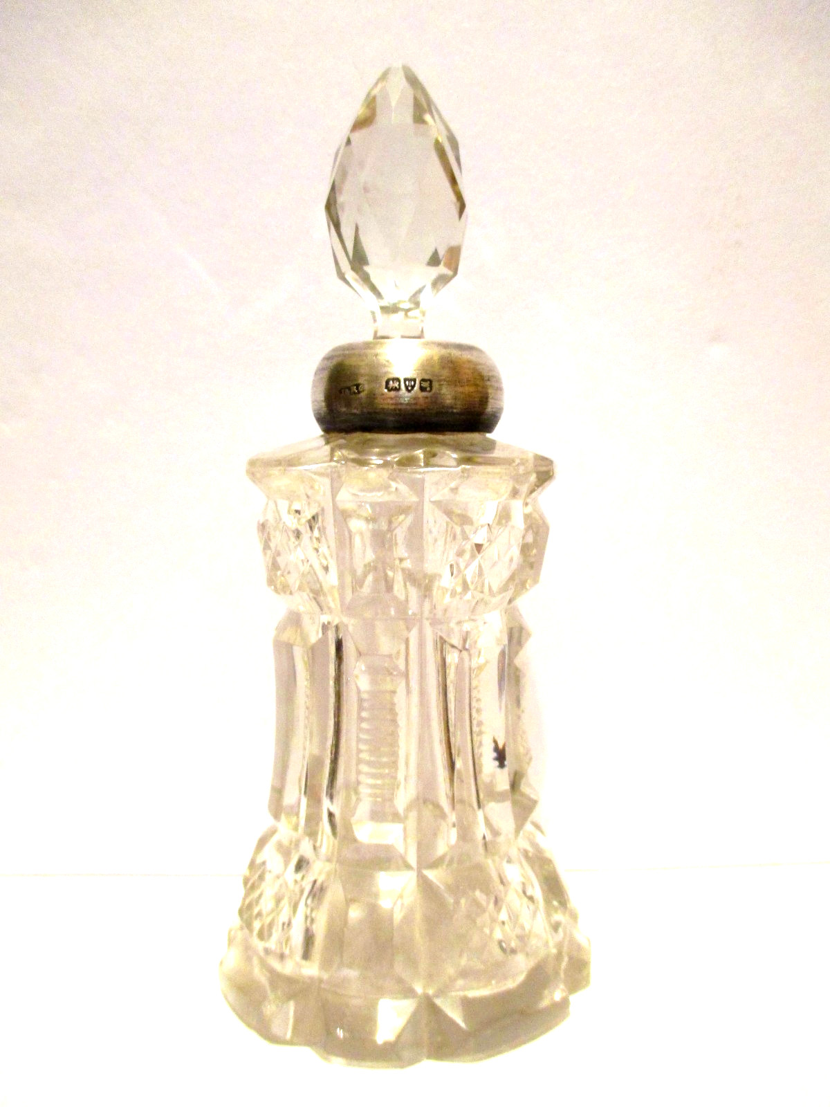 ANTIQUE STERLING SILVER & CRYSTAL PERFUME BOTTLE Beautiful