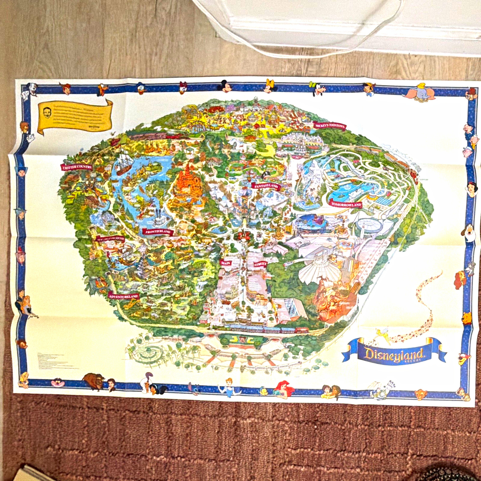Disney Disneyland Theme Park Map Poster Print with Character Border