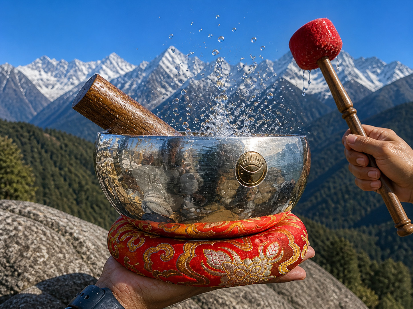 10 Inches Lunar Sun Full Moon Singing Bowl - Silver Plated , Sound Healing, yoga