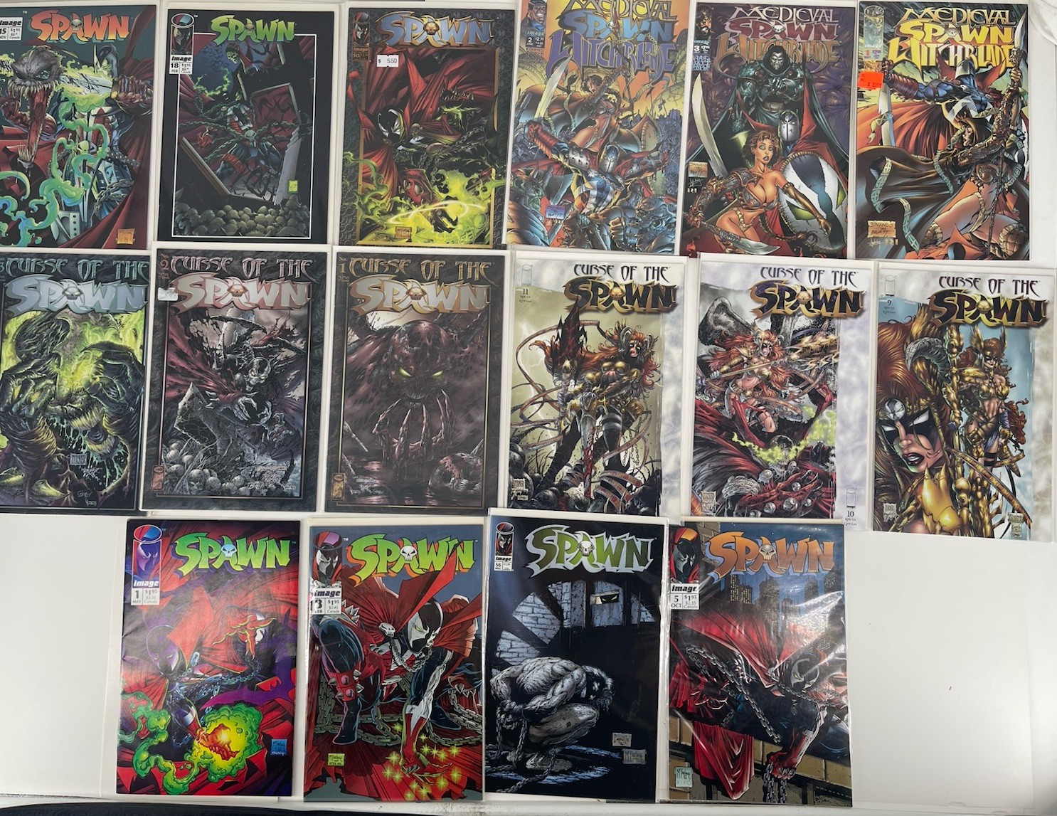 Spawn Comic Book Lot 16 w/ Spawn Curse of the Spawn & Medieval Spawn Witchblade