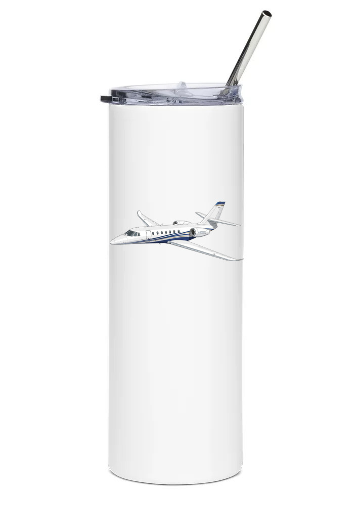 Cessna Citation Sovereign Stainless Steel Water Tumbler with straw - 20oz.