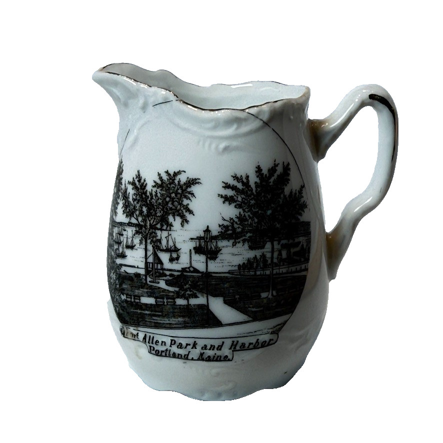 PORTLAND - ALLEN PARK - MAINE ME Antique Souvenir China TRINKET CREAMER