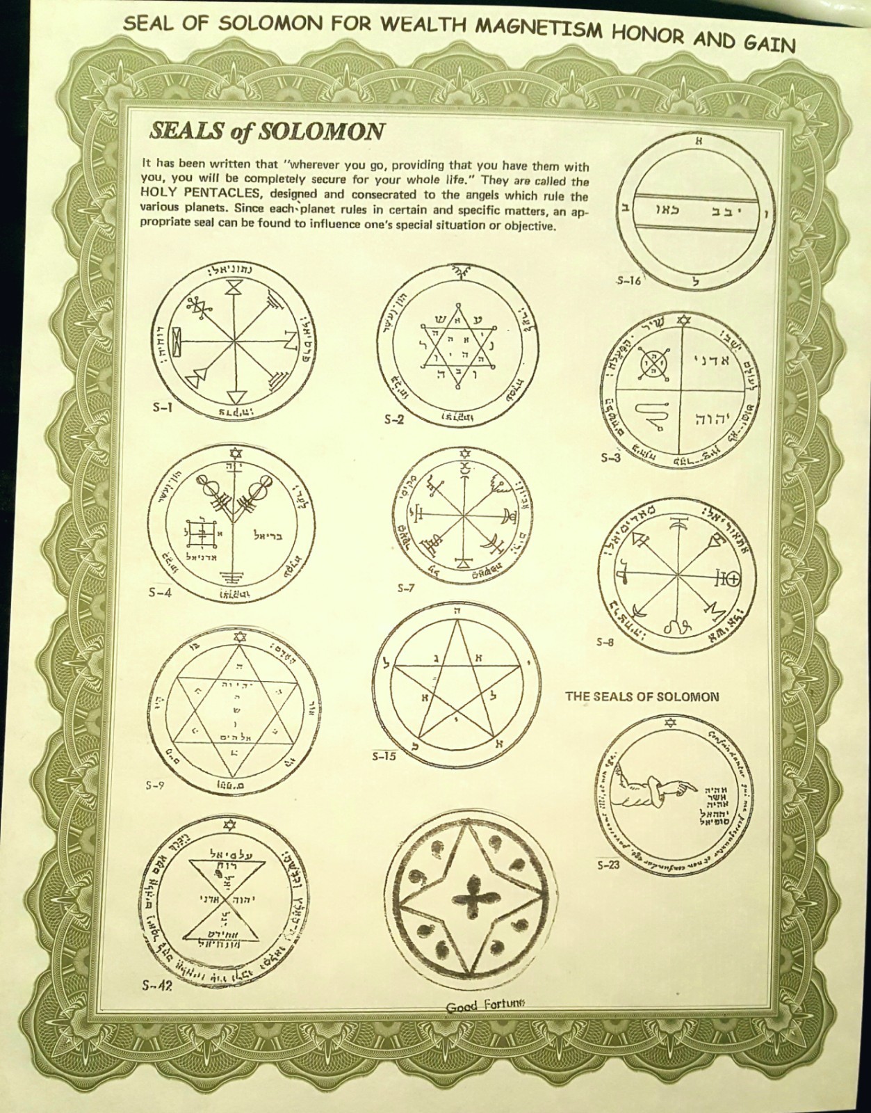  SEALS OF SOLOMON FOR WEALTH MAGNETISM, HONOR, AND GAIN Talisman, Sigil, MONEY