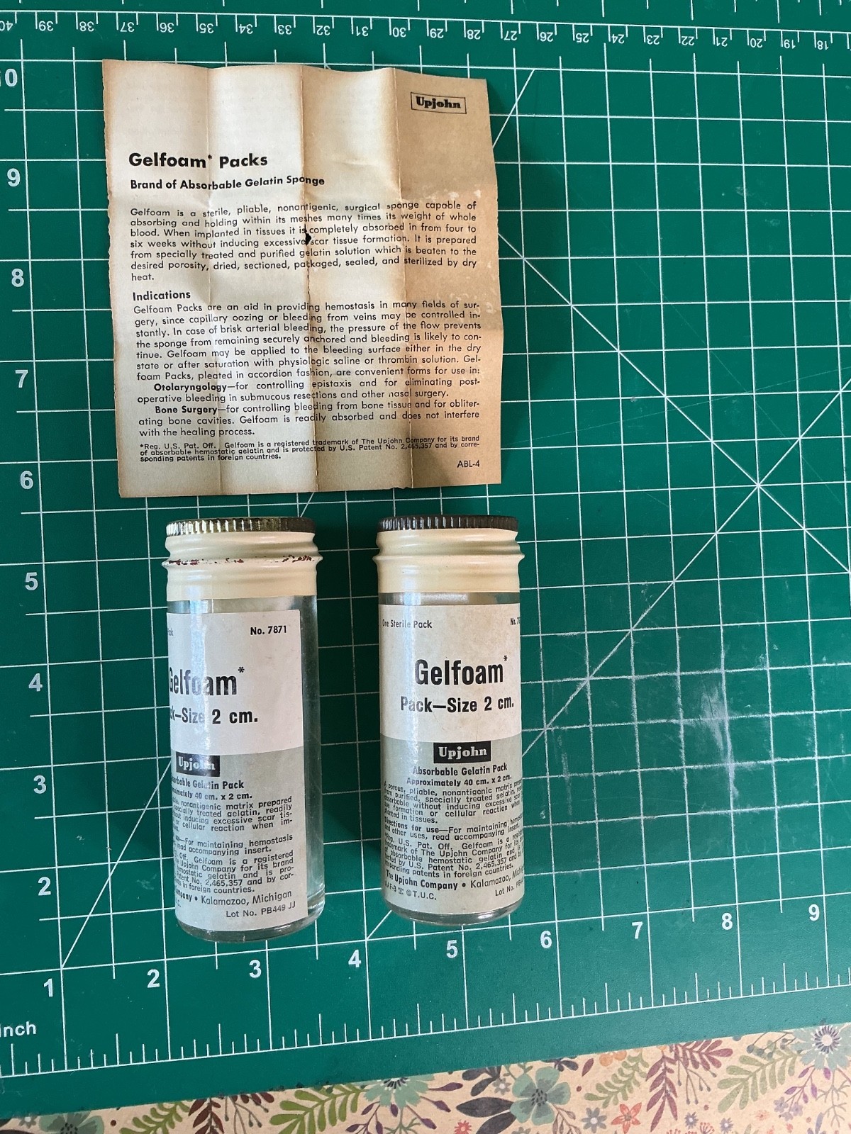 Antique Medical Upjohn Gelfoam, 1947, sealed, with paper insert- 2 for $40