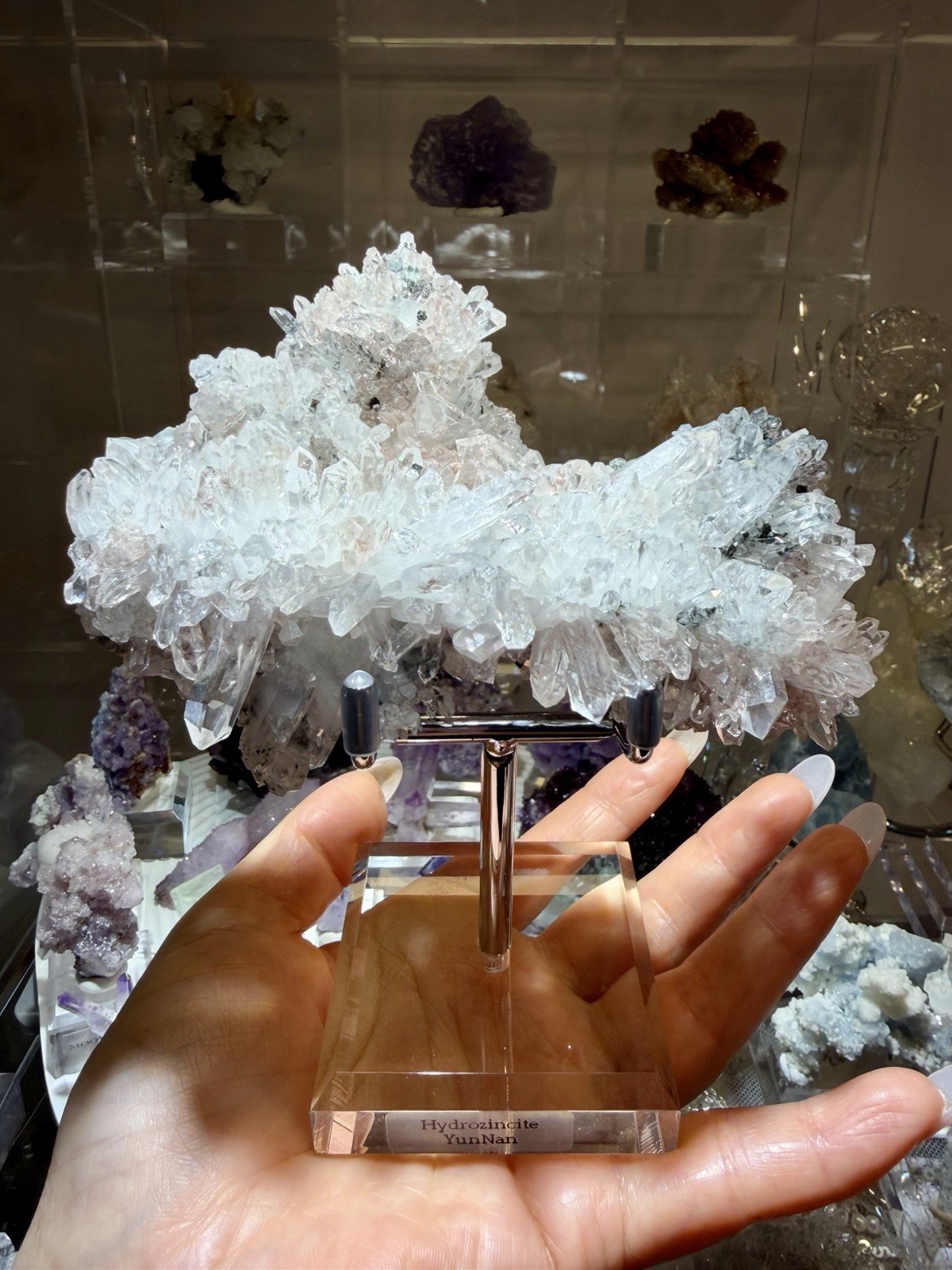 Pink Lemurian Crystal Cluster Display Specimen  mineral   9cm* 10cm