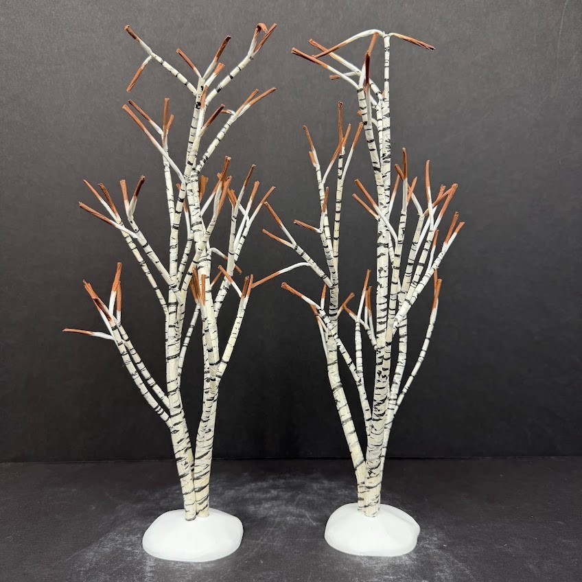 Department 56 Village Winter Birch Trees Set of 2 5216-7 1993, Retired, Posable