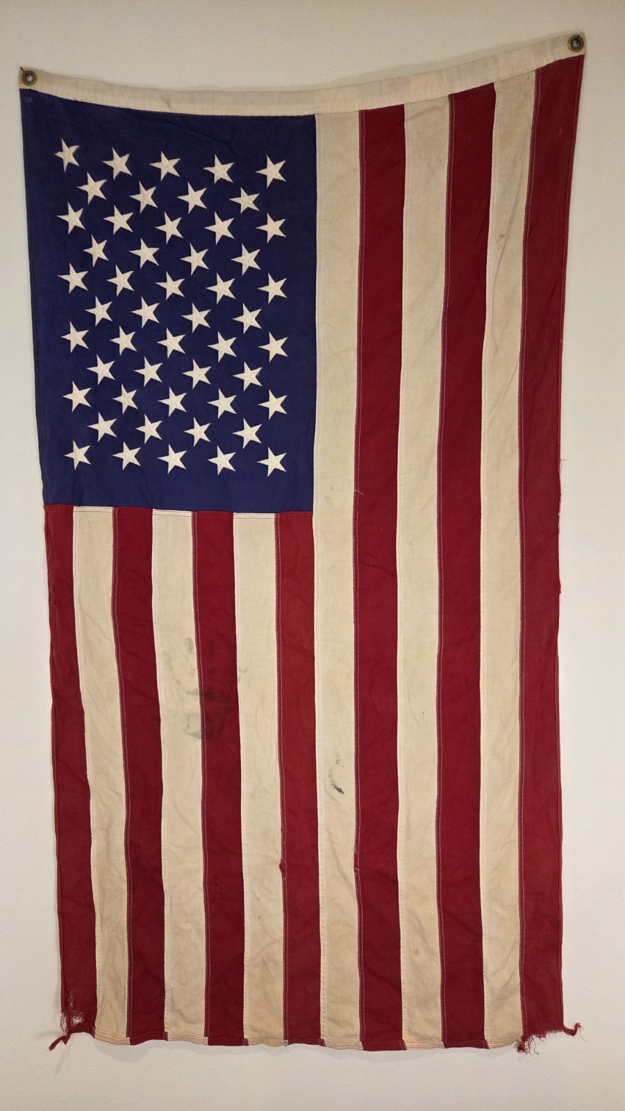 Vintage Annin Defiance 50-Star American Flag Cotton Bunting Sewn Embroidered USA