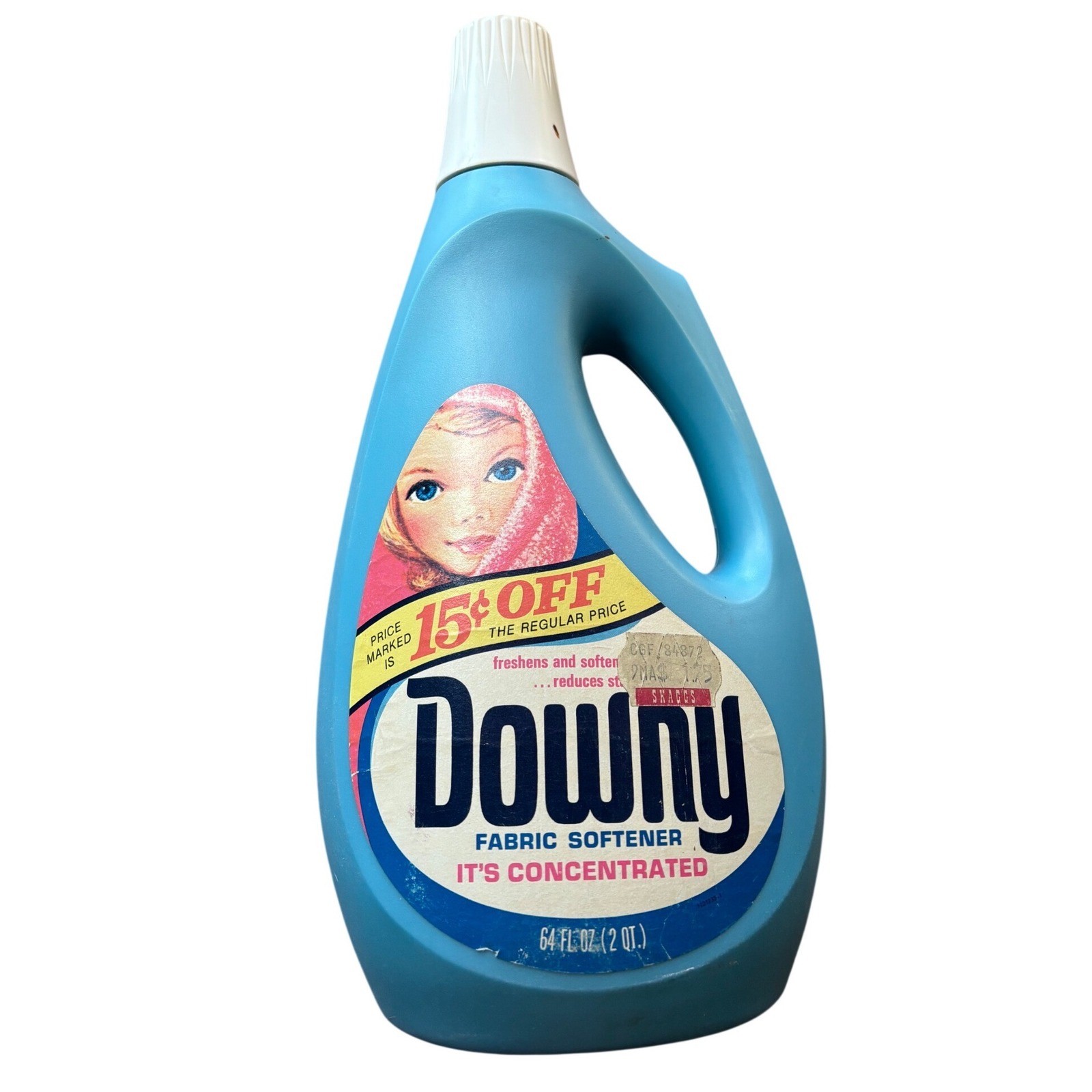 Vintage Downy Fabric Softener Open Bottle 64oz Prop Blue Plastic Downy Girl 11
