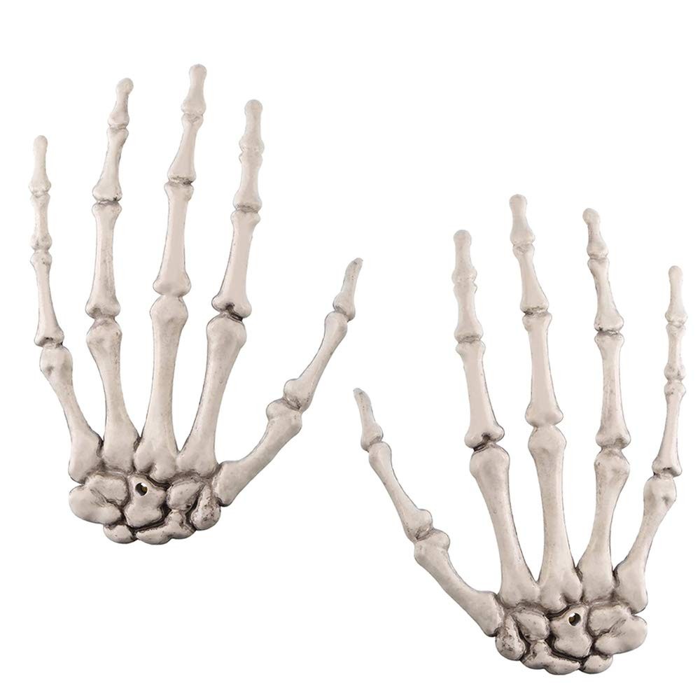 2 Pack Halloween Skeleton Hands Realistic Life Size Severed Plastic Skeleton Han