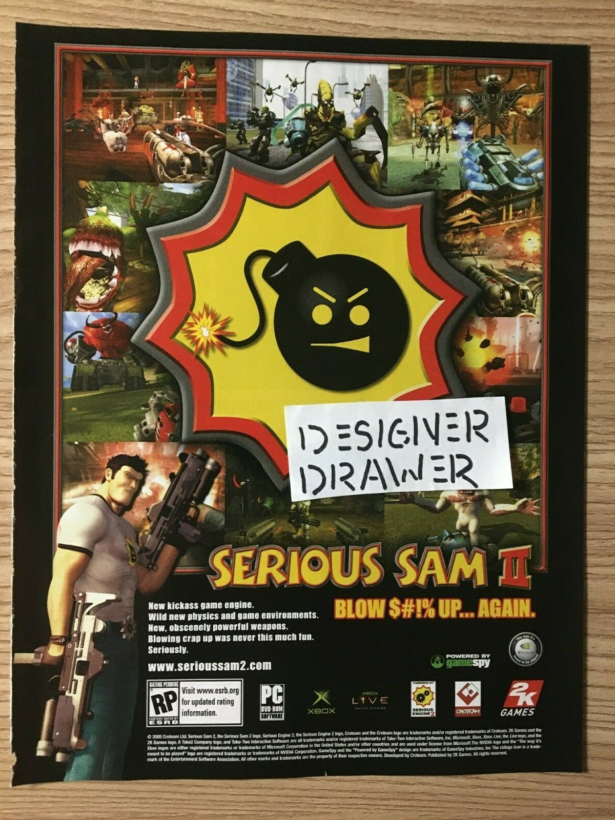 Serious Sam II X-Box PlayStation 2005 Game Promotional Graphic Print Ad