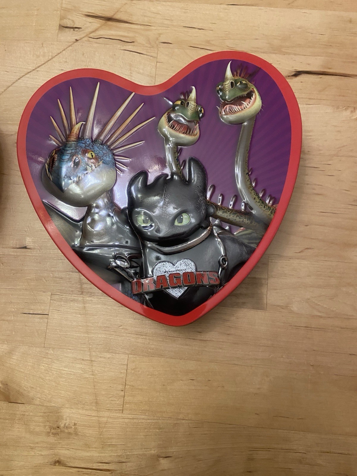 DreamWorks Dragons Heart-Shaped Tins Dragons Logo and “You Light My Fire” Empty