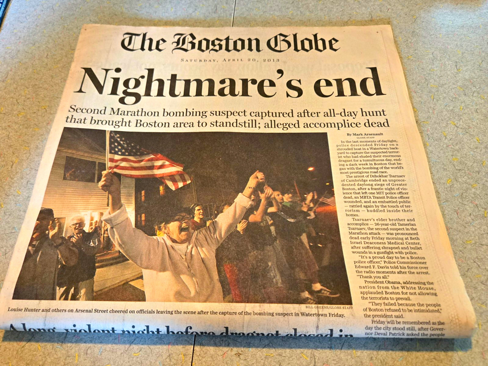 Boston Globe Newspaper: Nightmare’s End