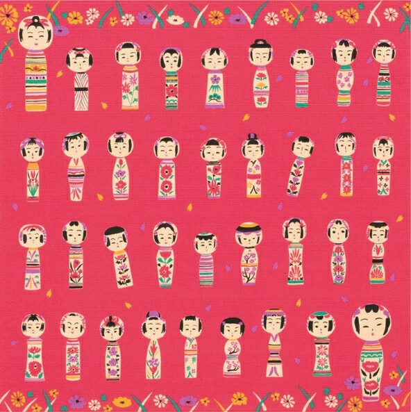 Japanese Furoshiki Wrapping Cloth Kokeshi cotton from japan