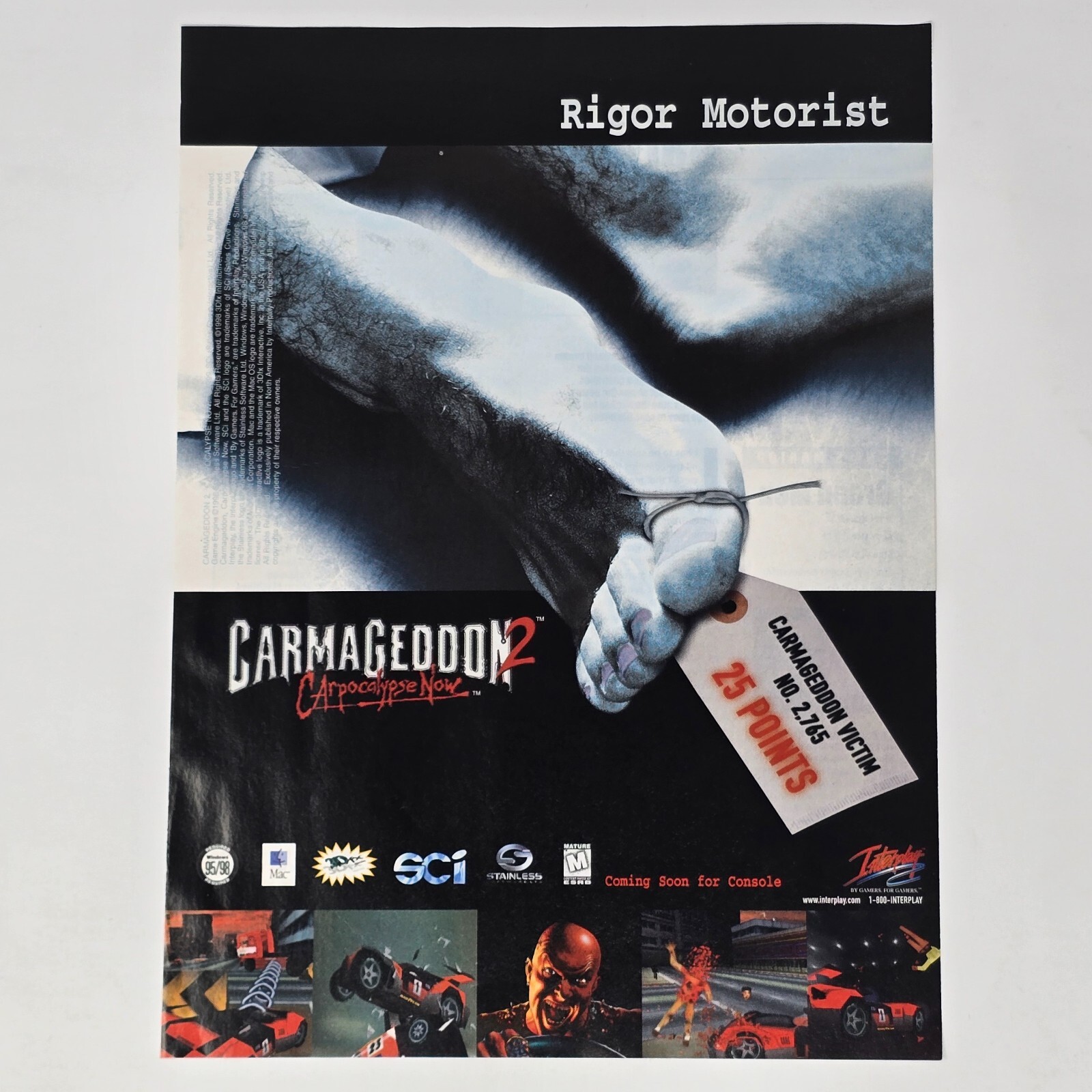 Carmageddon II 2 PlayStation 1 PS1 Nintendo N64 Victim Print Ad/Poster Promo Art