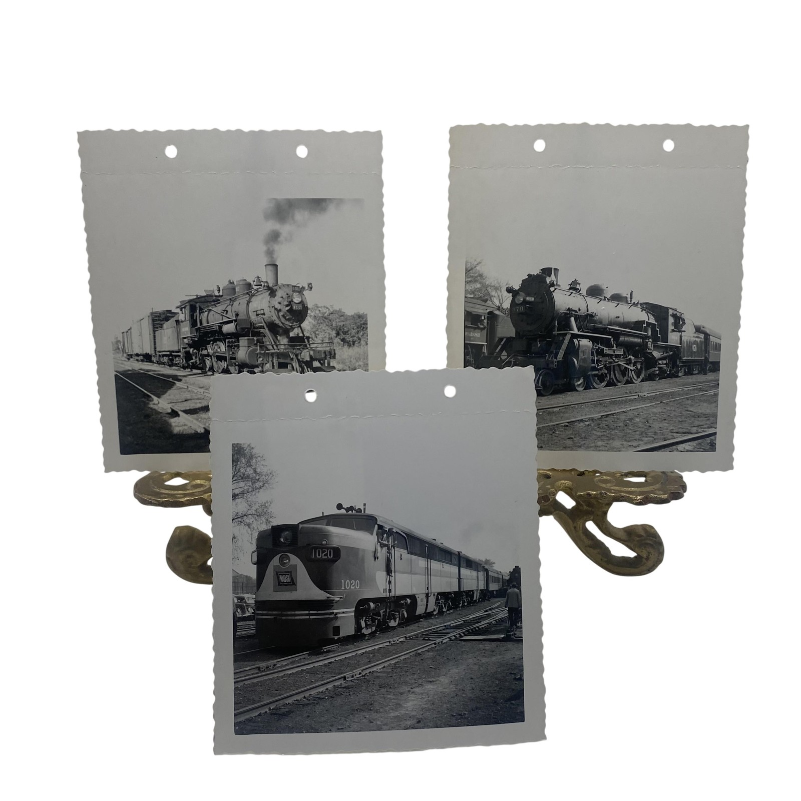 Vintage Wabash 1020 Diesel Steam Train Railroad Photo Lot 3 3.5x5 B&W Gelatin