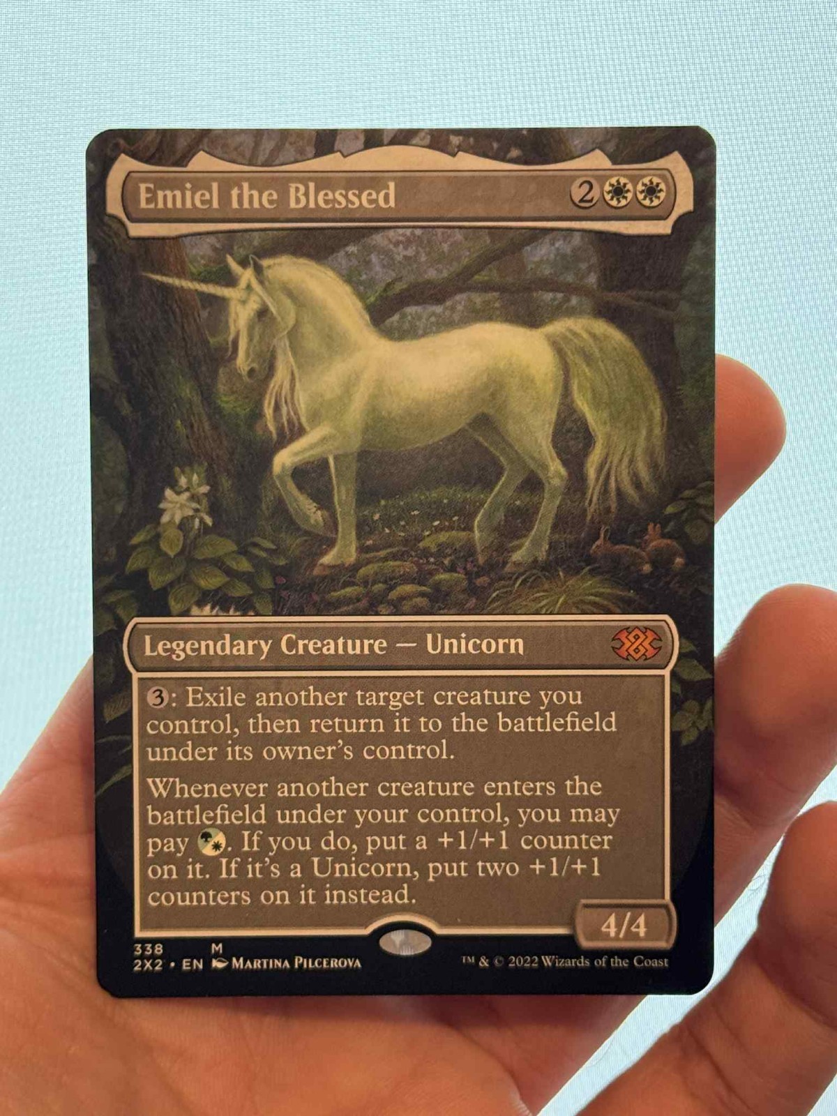 1X Emiel the Blessed BORDERLESS MINT MTG Magic 2X2 Double Masters Unicorn EDH