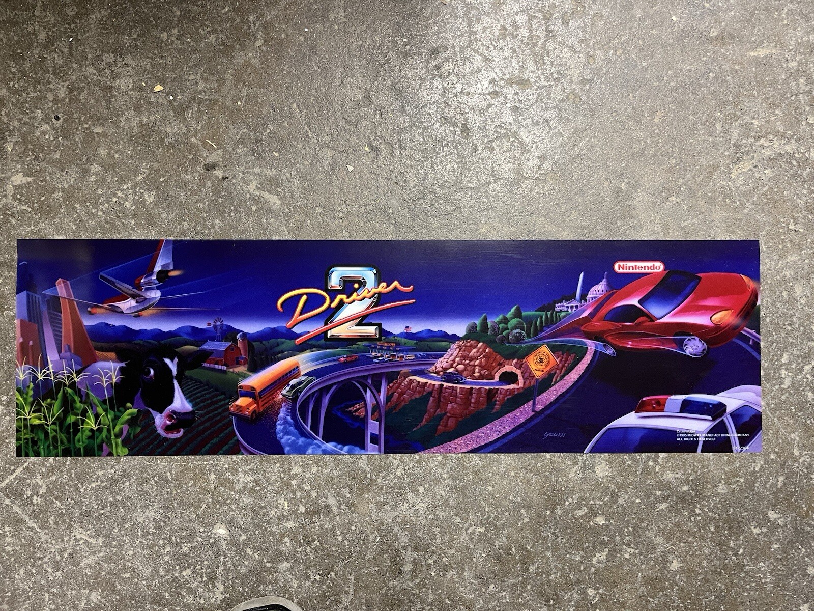 Cruis'n USA Driver 2 Arcade NEW OLD STOCK Marquee Translite, Midway 1994