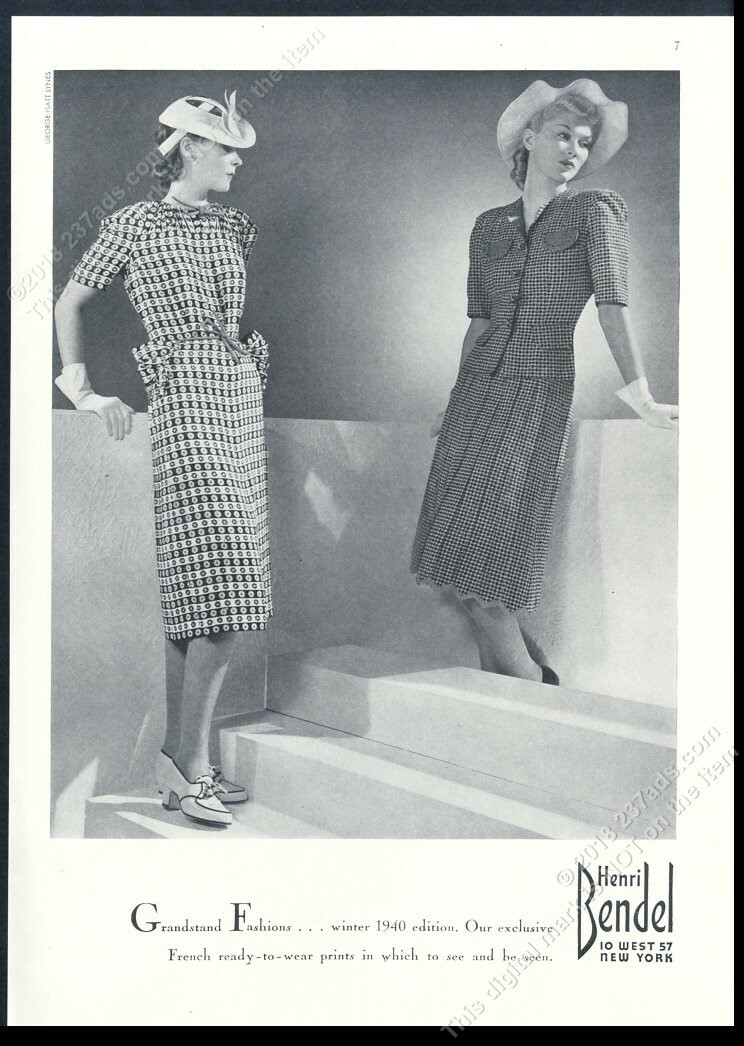 1940 George Platt Lynes 2 women fashion photo Henri Bendel dress vintage ad