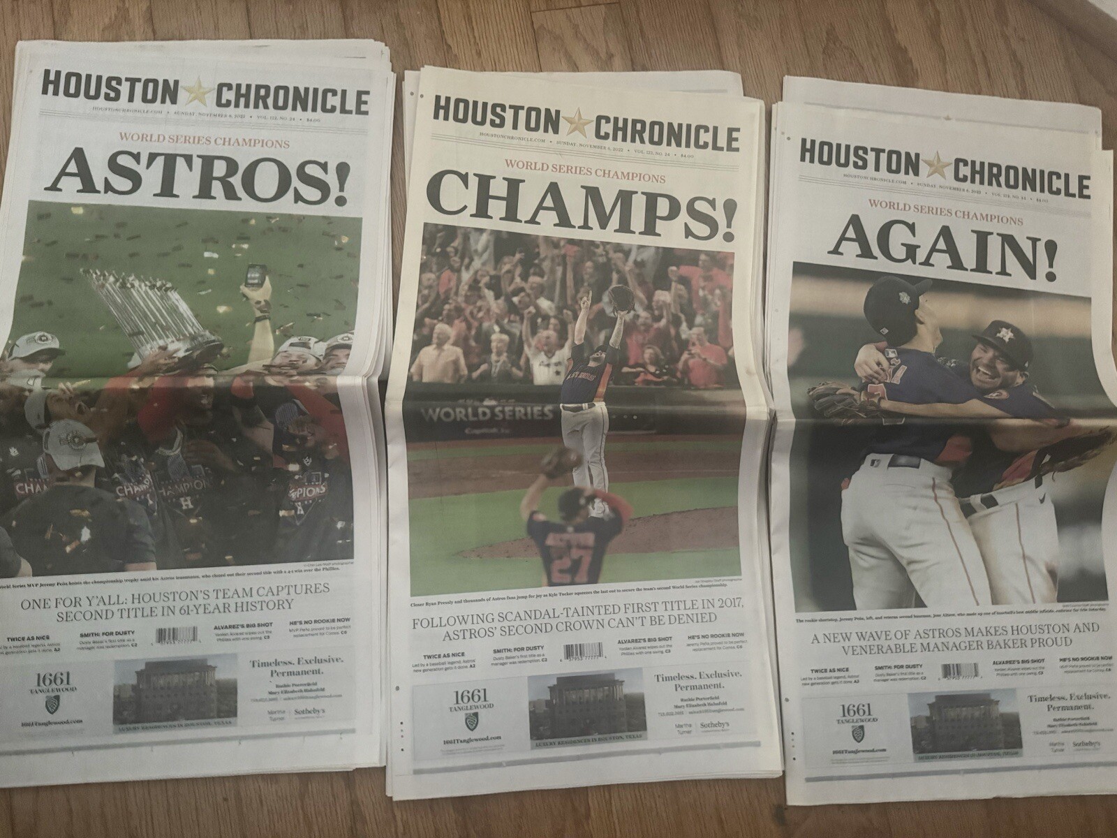 Complete Three Set 2022 World Series Houston Astros Houston Chronicle Newspapers