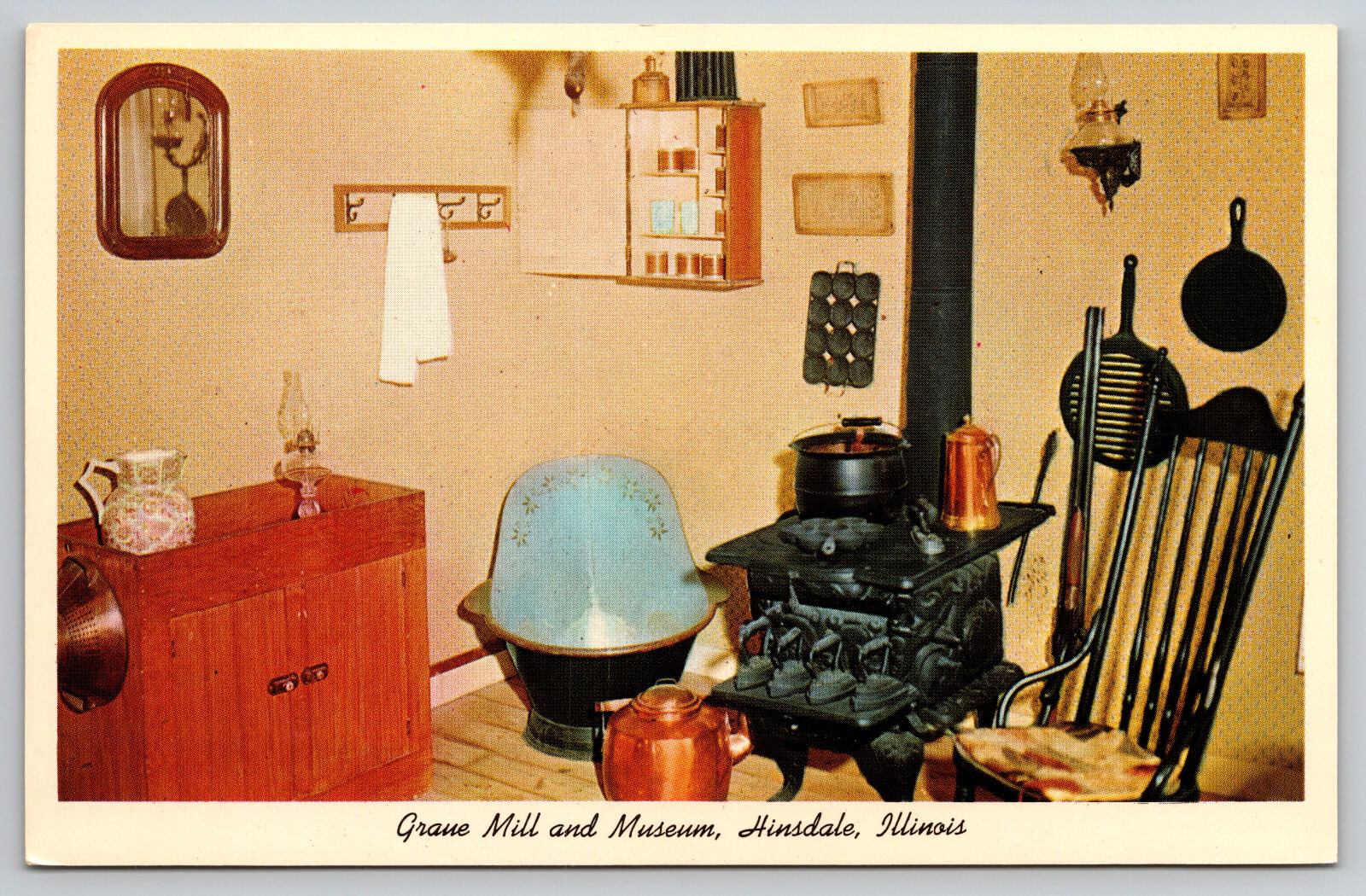 Hinsdale Illinois IL Graue Mill and Museum Kitchen Woodstove Interior Postcard