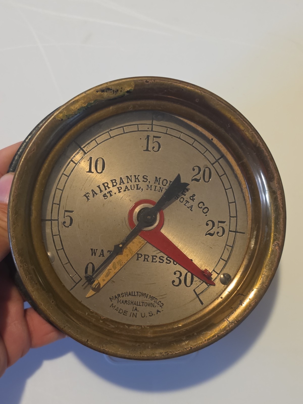 Vintage FAIRBANKS MORSE Water Steam Pressure Gauge Hit  Antique