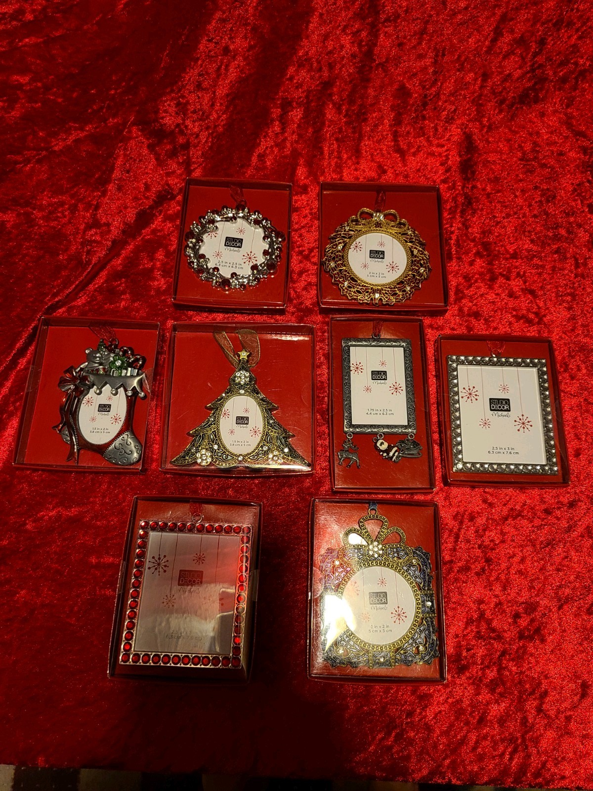 Michaels Christmas Tree Photo Ornaments Lot Of 8