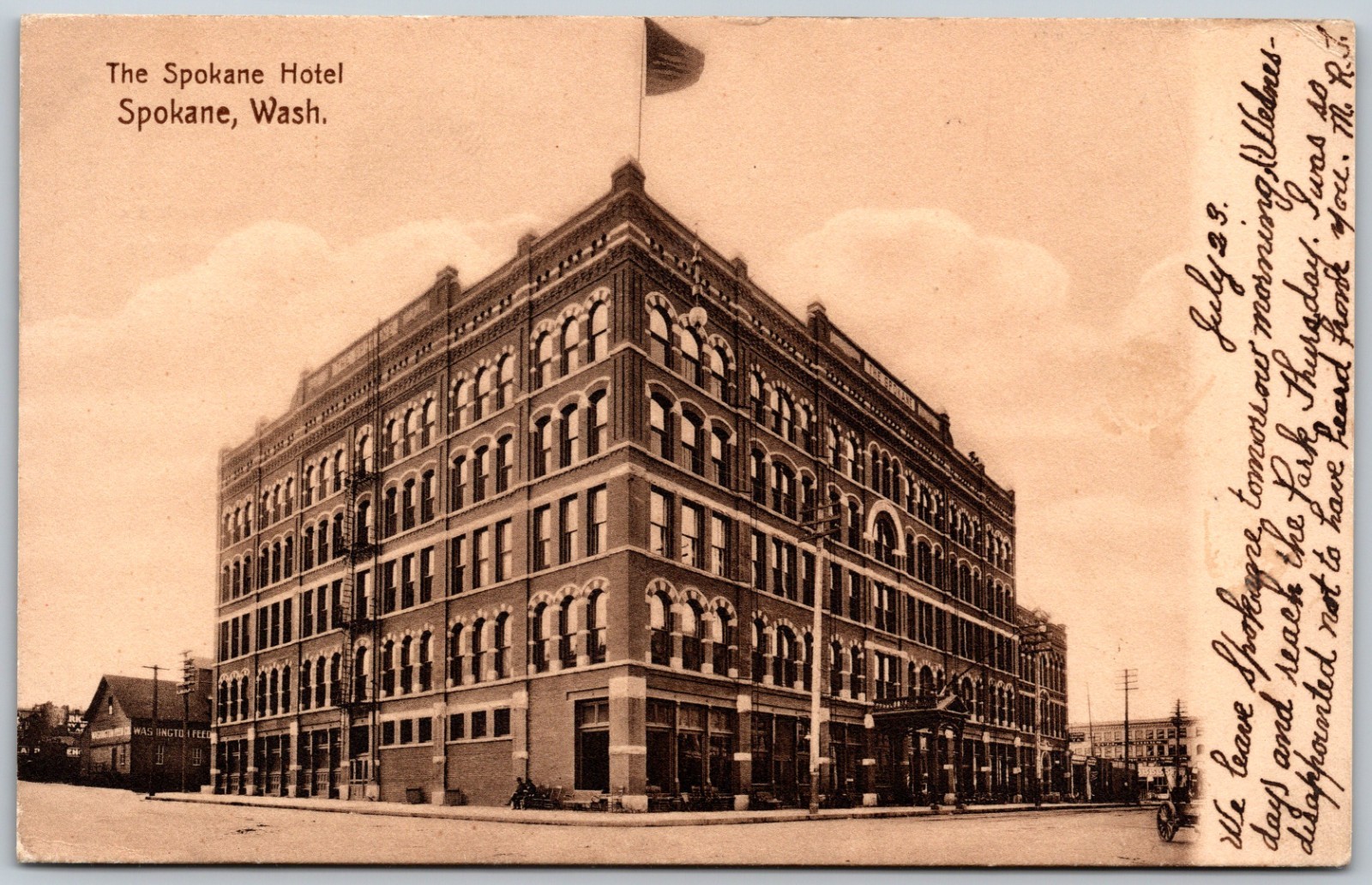 1907 Spokane Hotel Spokane Washington 'Nice Penmanship' ANTIQUE Postcard