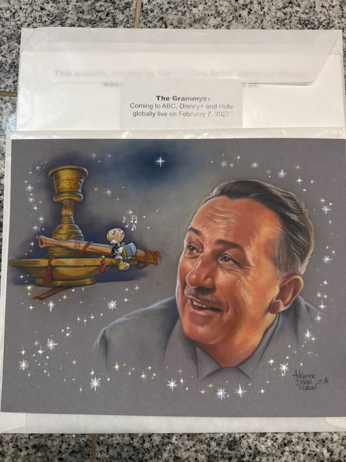 D23 2026 Walt Disney Portrait Jiminy Cricket by Adrienne Brown- Disney Fine Art