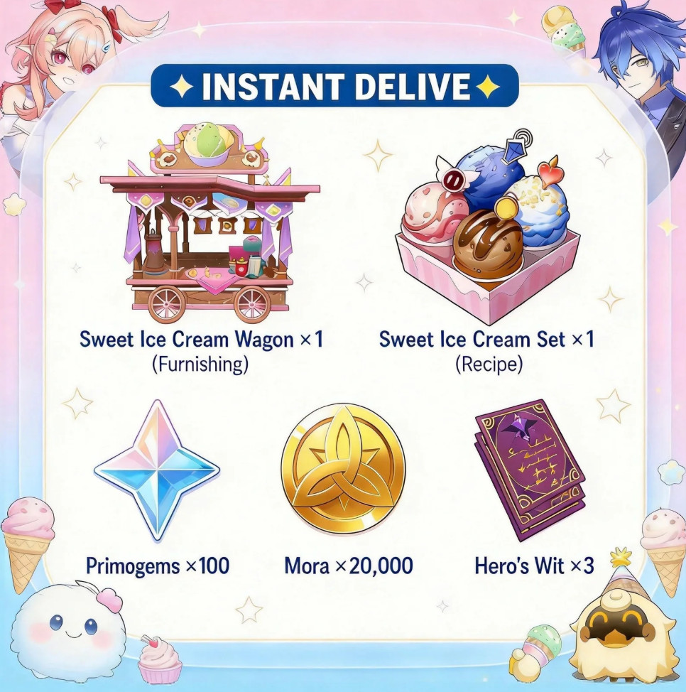 Genshin Impact x Baskin Robbins BR Japan Collab Code Ice Cream⚡INSTANT DELIVE