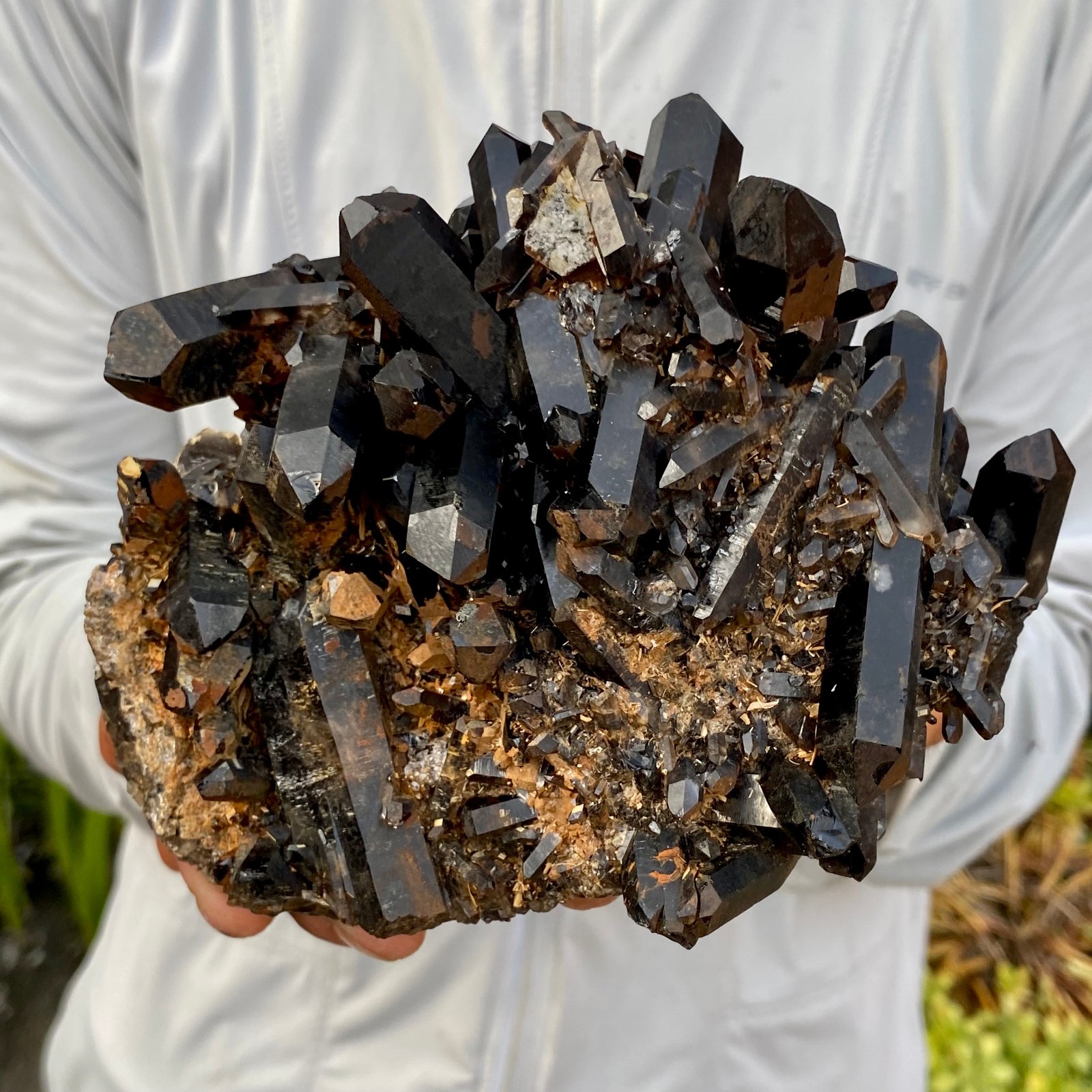 2.95LB Natural Smoky Black Quartz Cluster Crystal raw Specimen Healing