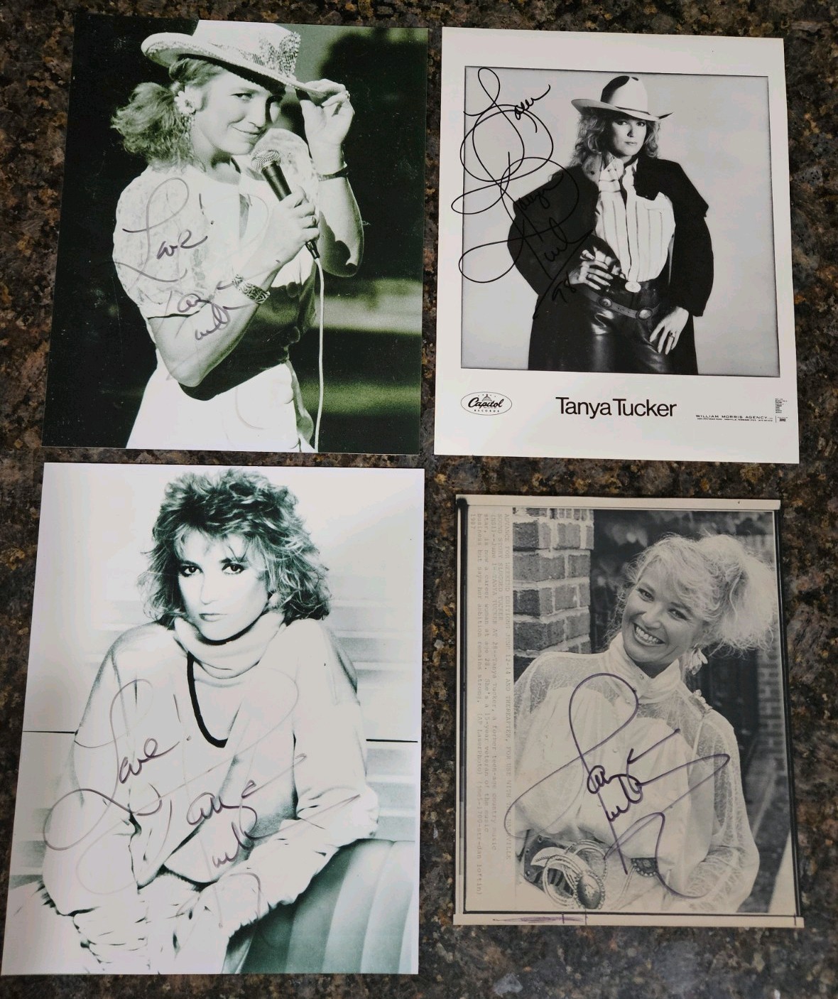 lot of 4 -TANYA TUCKER SIGNED  press photo + rare lazer Pic used in publication 