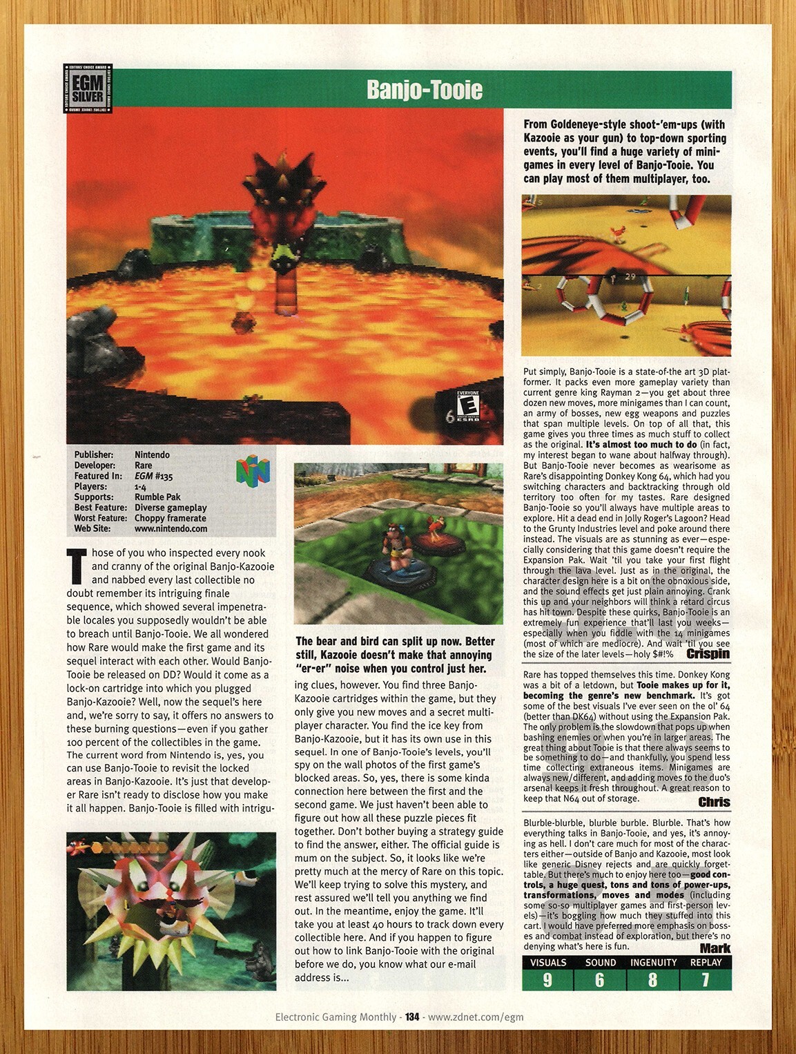 2000 Banjo Tooie Nintendo 64 N64 REVIEW Vintage Print Ad/Poster Video Game Art