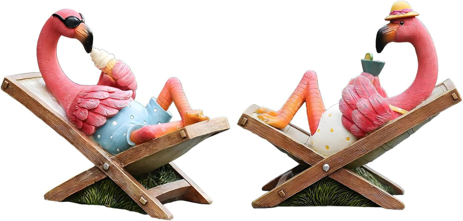 2Pcs Pink Flamingo Figurines Resin Flamingo Bird Sculpture,Small Flamingo Orn...