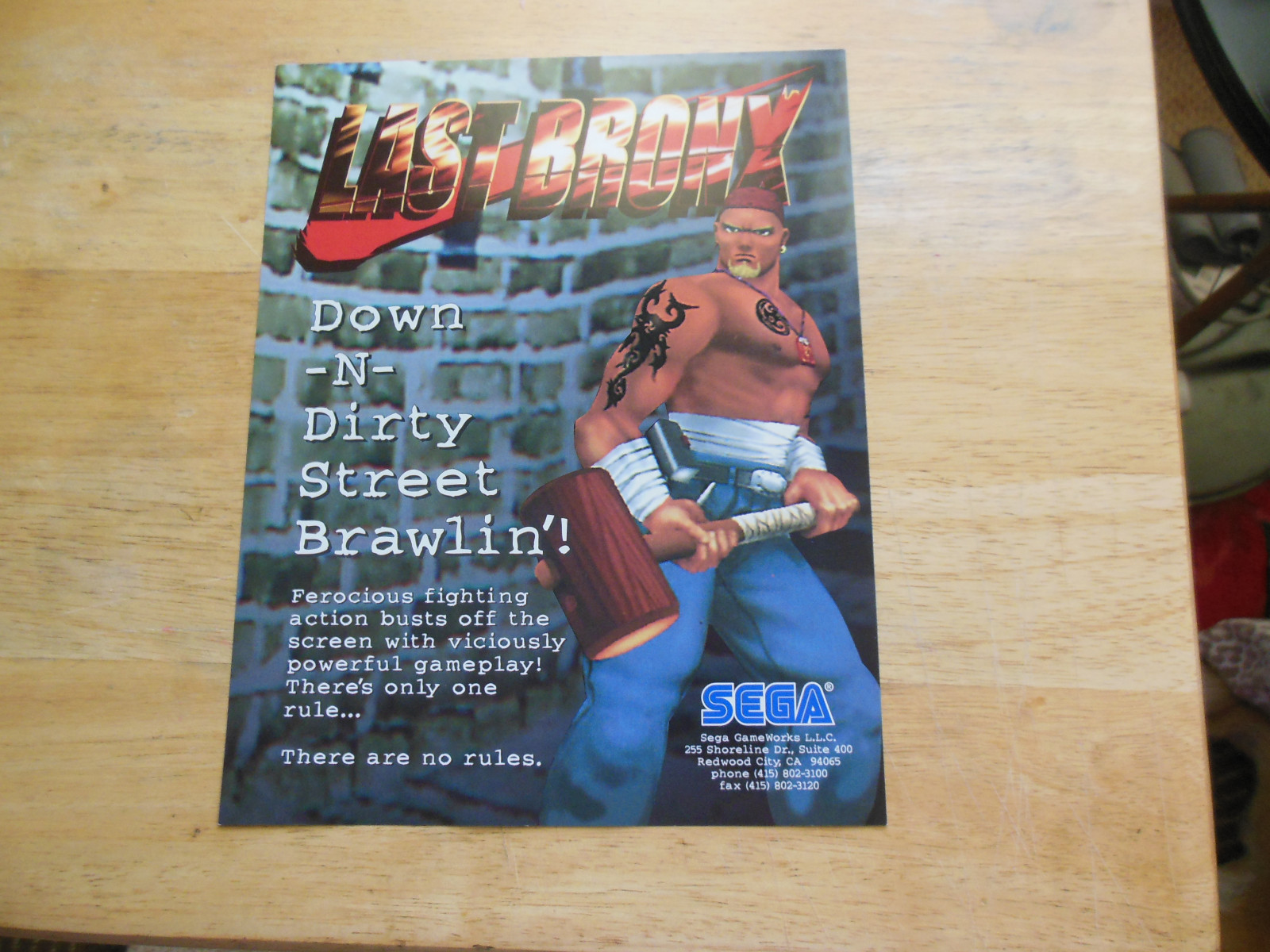 old stock LAST BRONX SEGA     FLYER     arcade game 