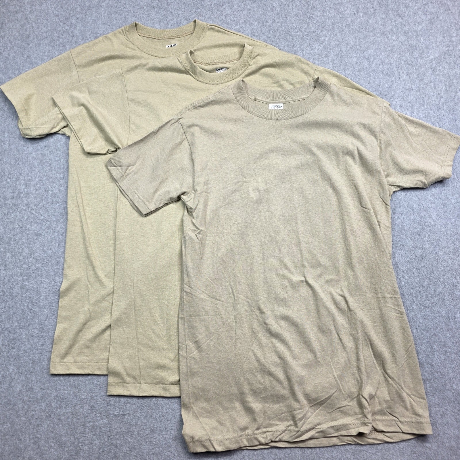Lot of 3 - Duke Athletic & CAC U.S. Military Issue Desert Tan T-Shirts (Size M)