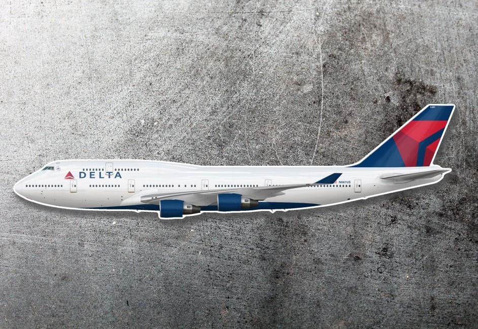 Delta 747-400 Airplane Sticker 8\