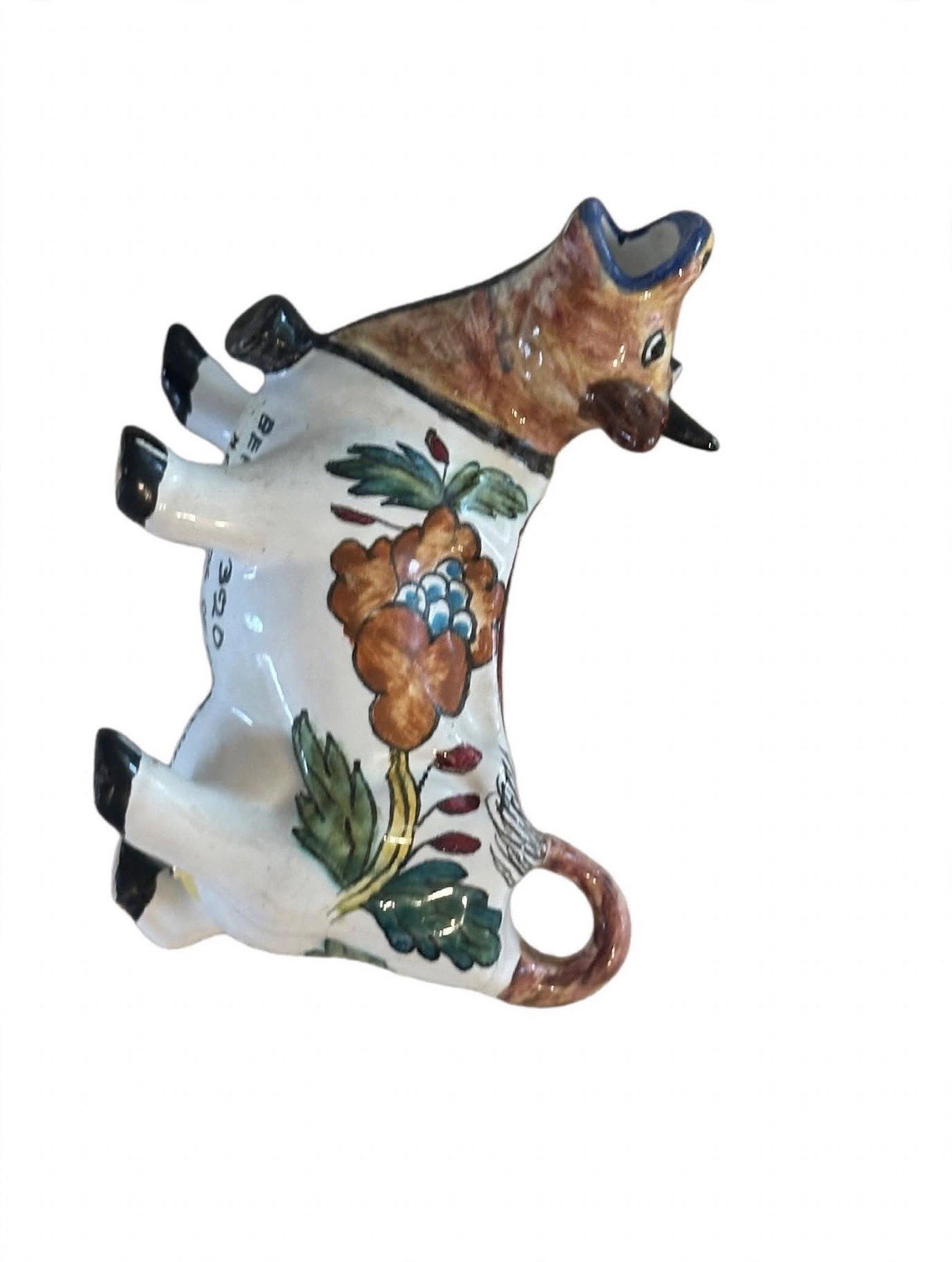 Vintage Portuguese Cow Creamer - Hand Painted Ceramic